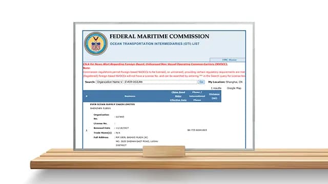 NVOCC Non-Vessel Operating Common Carrier license - Ever Ocean