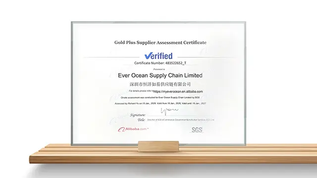 Gold Plus supplier assessment certificate - Ever Ocean